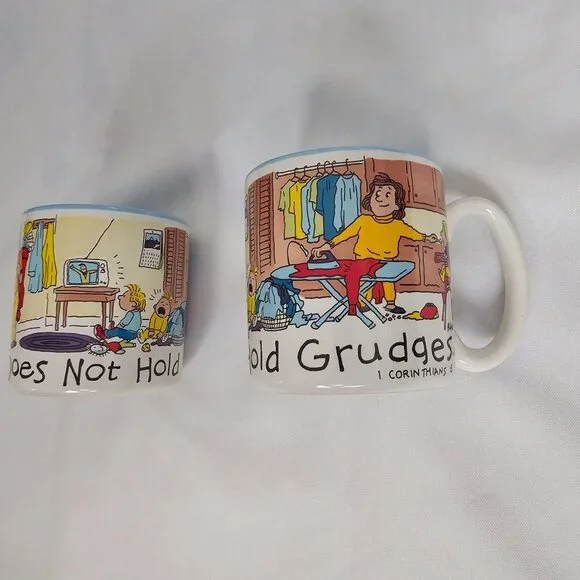 Potpourri Press 1 Corinthians 13:4-5 Love Does Not Hold Grudges Vintage Mug Set - Picture 5 of 16